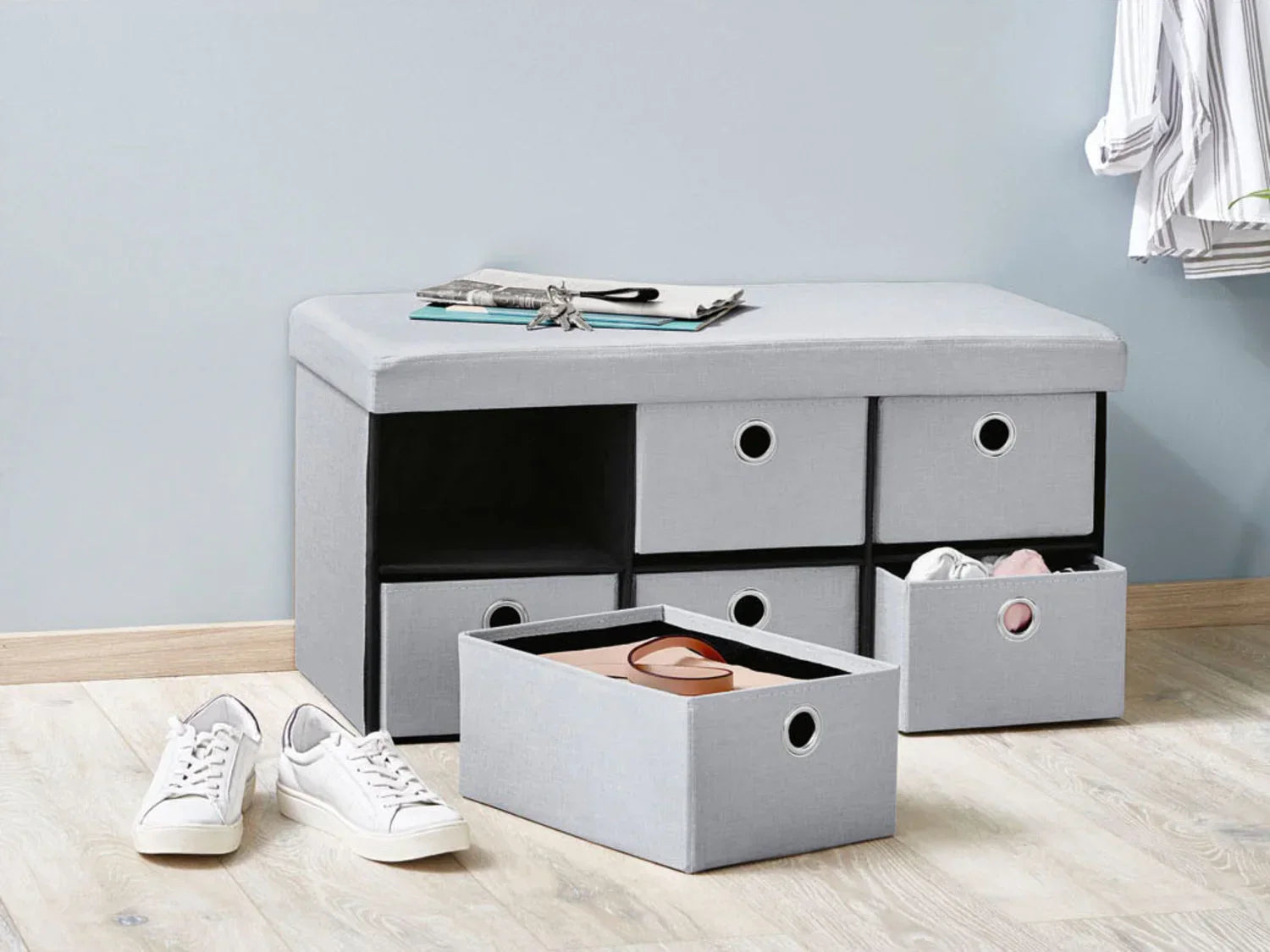 LIVARNO home Banc-coffre de rangement, avec 6 tiroirs