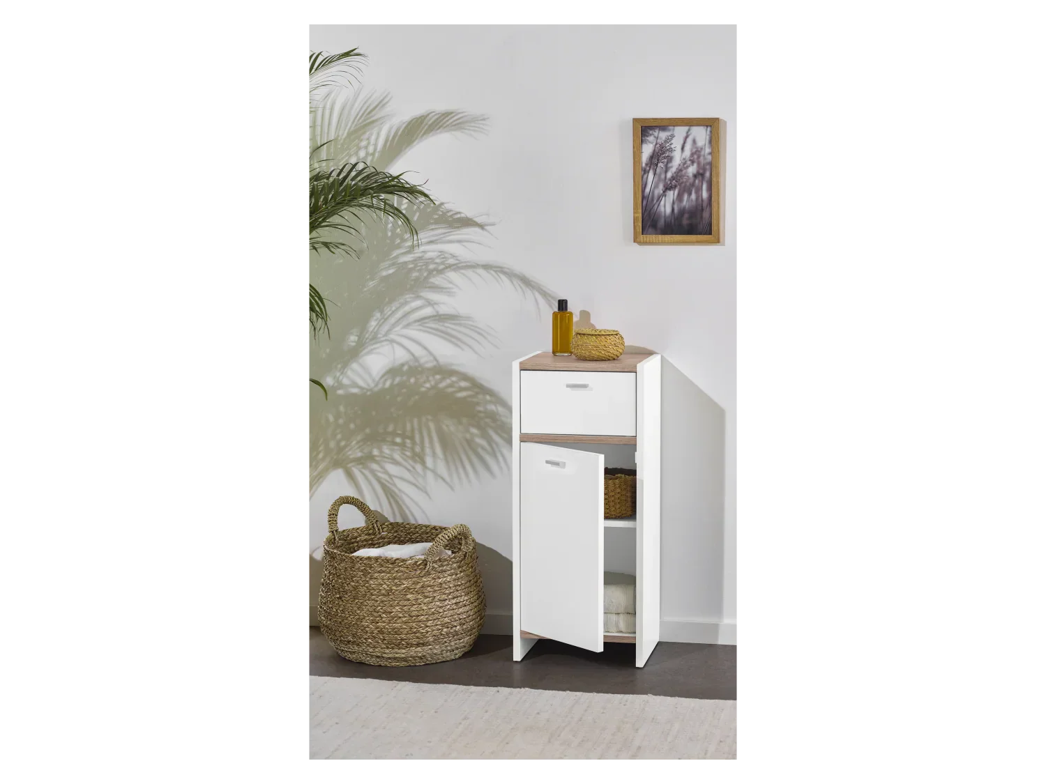 LIVARNO home Colonne de salle de bains, 34,2 x 79 x 28 cm, blanc/imitation chne