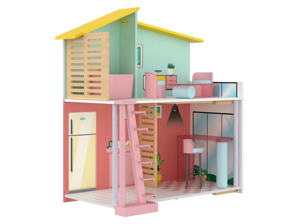 Playtive Maison de poupe en bois Fashion Doll, 8 pices
