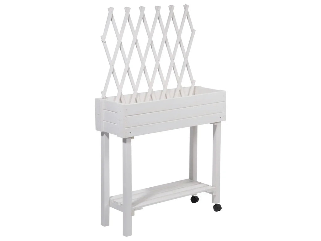 dobar Jardinire surleve  roulettes avec treillis, L 79 x l 28,5 x H130 cm