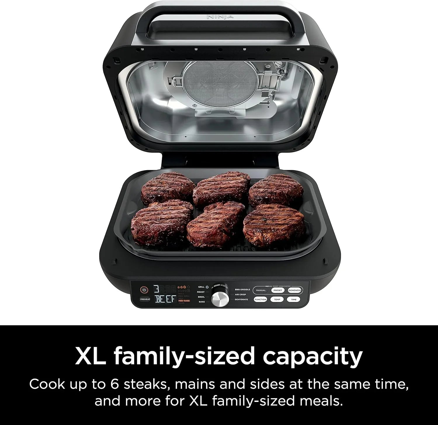 Ninja Foodi Smart XL 6-in-1 Indoor Grill with Air Fry, Bake, Roast, Broil, and Dehydrate, Smart Thermometer