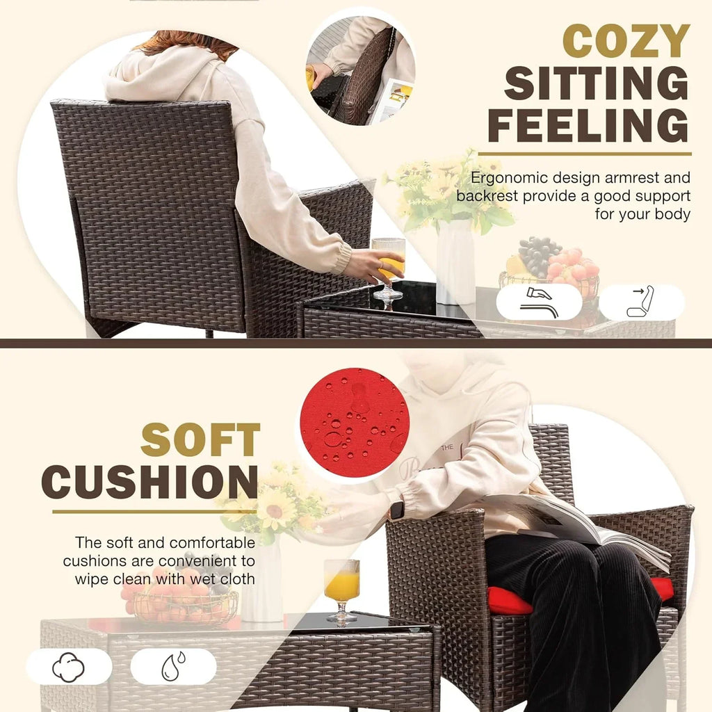 4 piece outdoor patio furniture set rattan chair wicker set