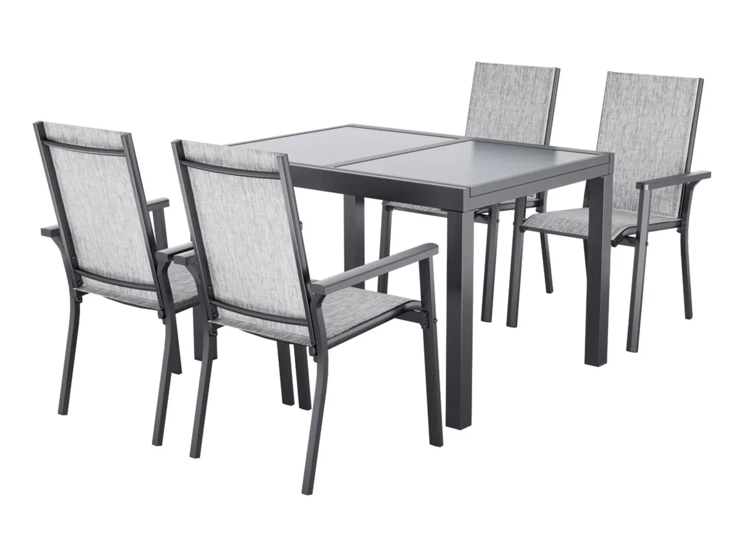 LIVARNO Table de jardin + Lot de 4 fauteuils en aluminium Houston