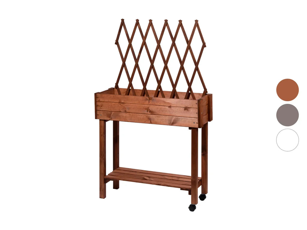 dobar Jardinire surleve  roulettes avec treillis, L 79 x l 28,5 x H130 cm