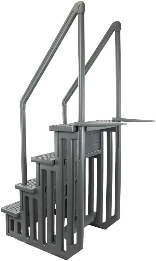 Select Anti-Slip in-Pool Steps | Gray | for Above Ground Swimming Pools | Can Mount to Decks 48 to 54 H | Safety Stairs Capacity Up to 300 lbs