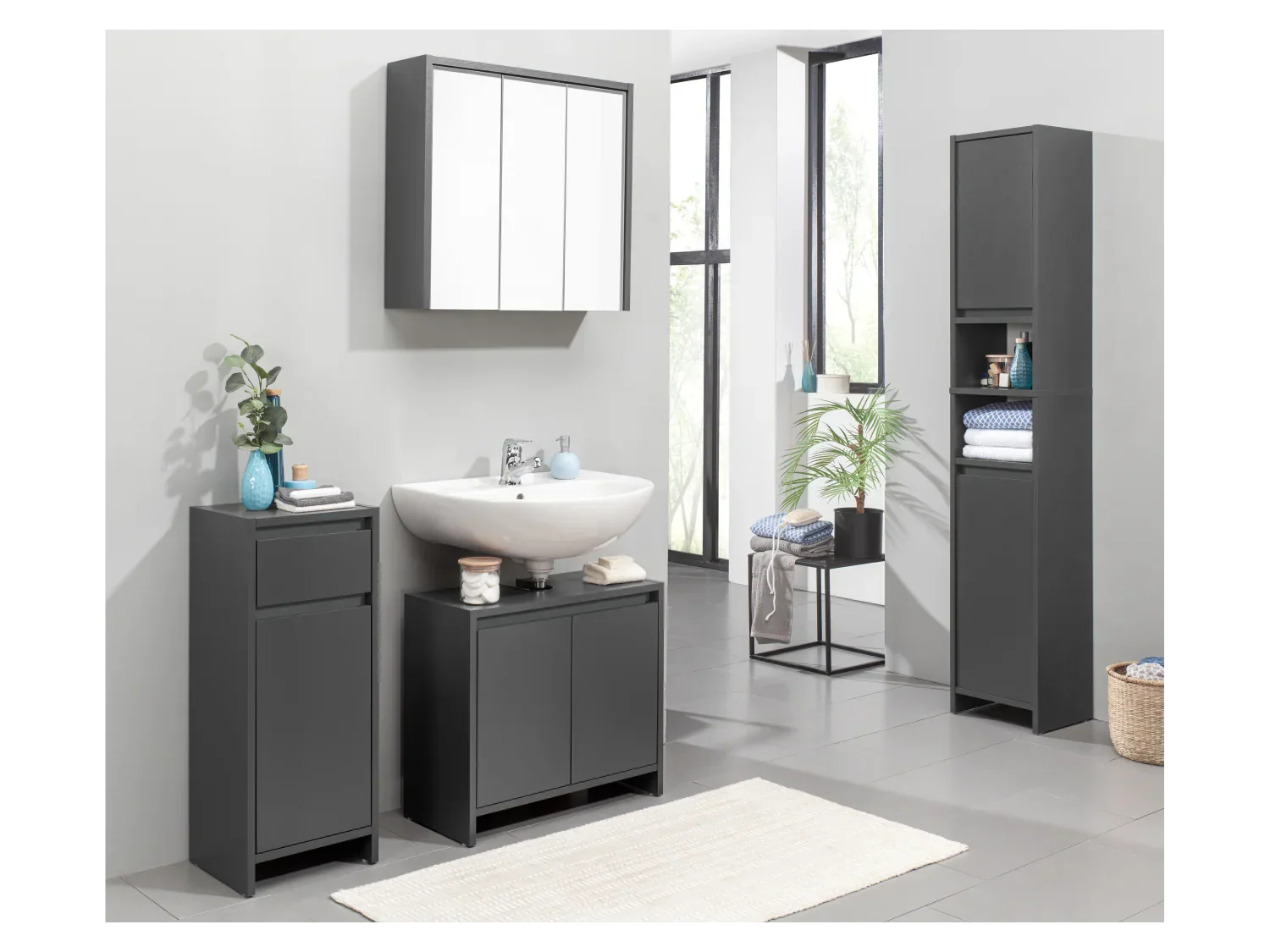 LIVARNO home Colonne de salle de bain Oslo, 32 x 180 x 28 cm, noire