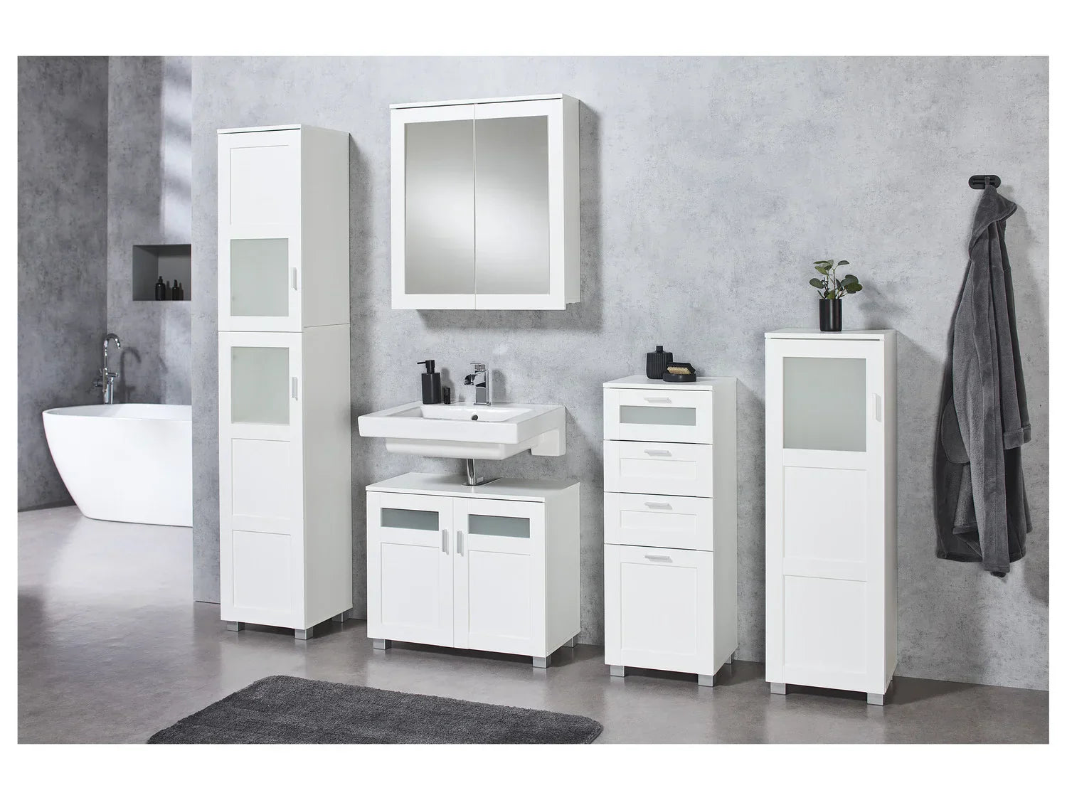 LIVARNO home Meuble sous-vasque Basel, 68,5 x 58,7 x 34,8 cm, blanc