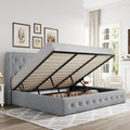 Allewie Queen Size Lift Up Storage Bed Modern Wingback Headboard Hydraulic Support