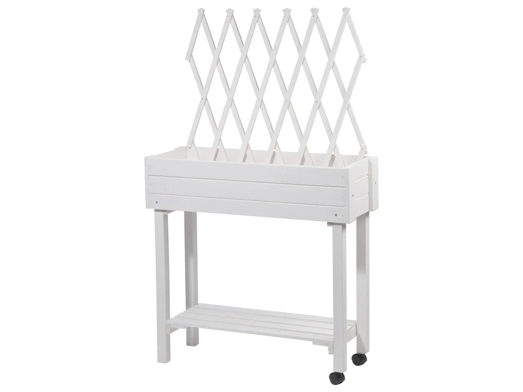 dobar Jardinire surleve  roulettes avec treillis, L 79 x l 28,5 x H130 cm