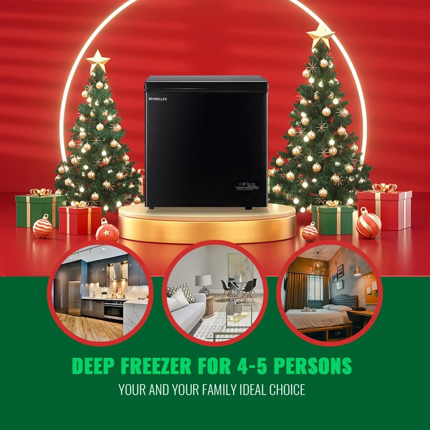 Chest Freezer 5.0Cubic Feet Deep Freezer Freestanding Freezers Removable Stainless Steel Basket