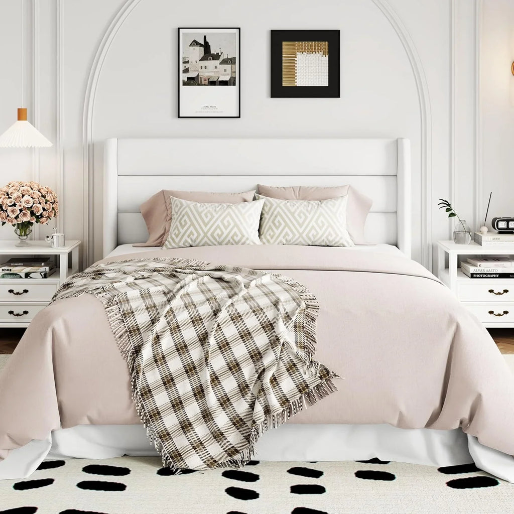 Allewie Queen Size Lift Up Storage Bed Modern Wingback Headboard Hydraulic Support