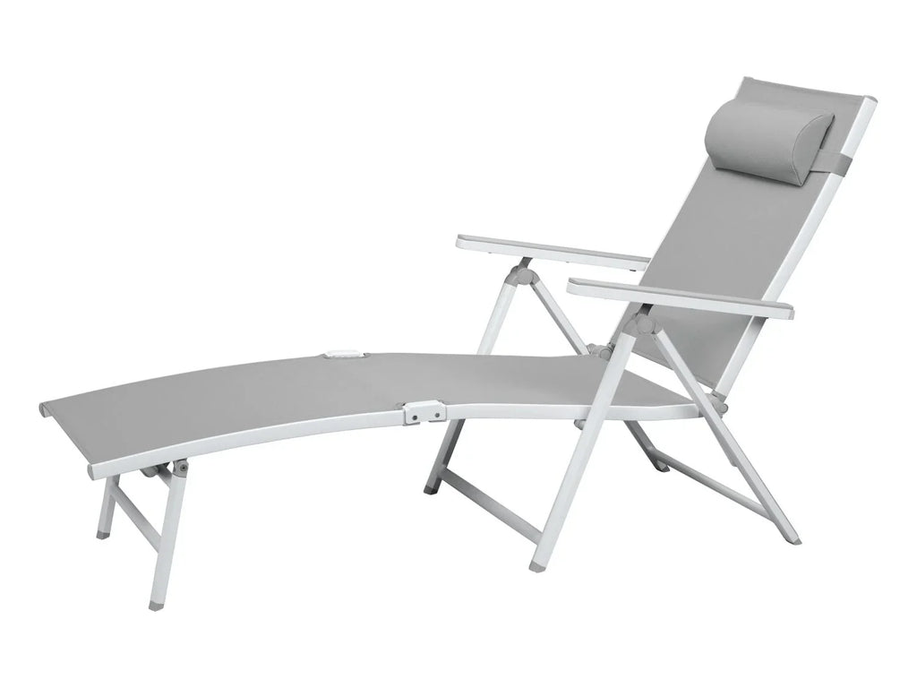 LIVARNO home Chaise longue en aluminium Houston, blanc/gris clair