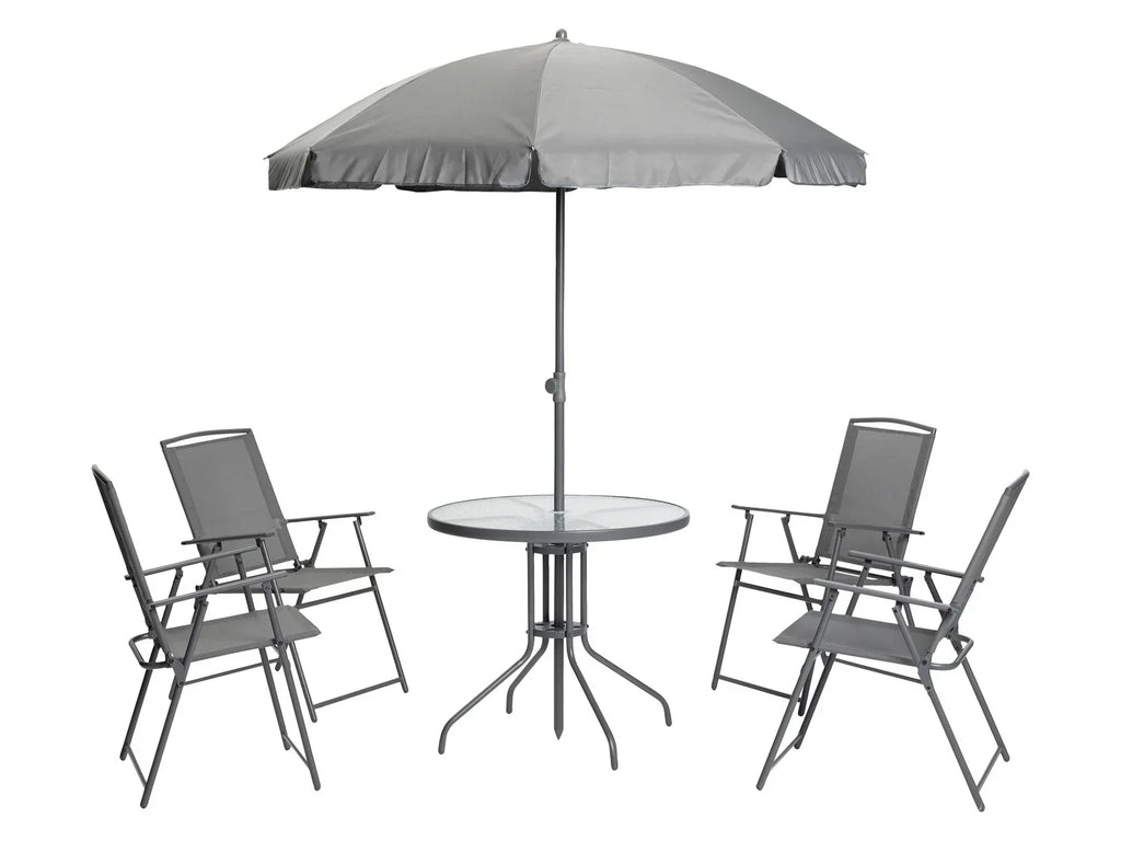 LIVARNO home Ensemble chaises et table de jardin avec parasol, 6 pices