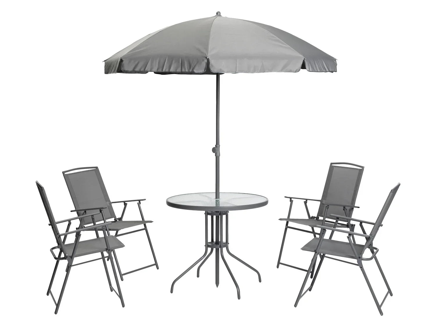 LIVARNO home Ensemble chaises et table de jardin avec parasol, 6 pices