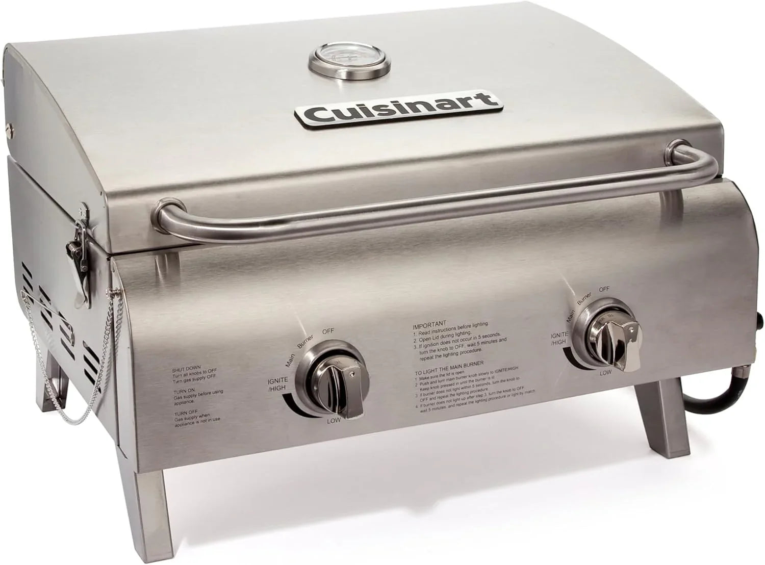 Cuisinart Chef's Style Tabletop Portable Propane Grill 20000 BTU 2-Burner Outdoor Gas Grill