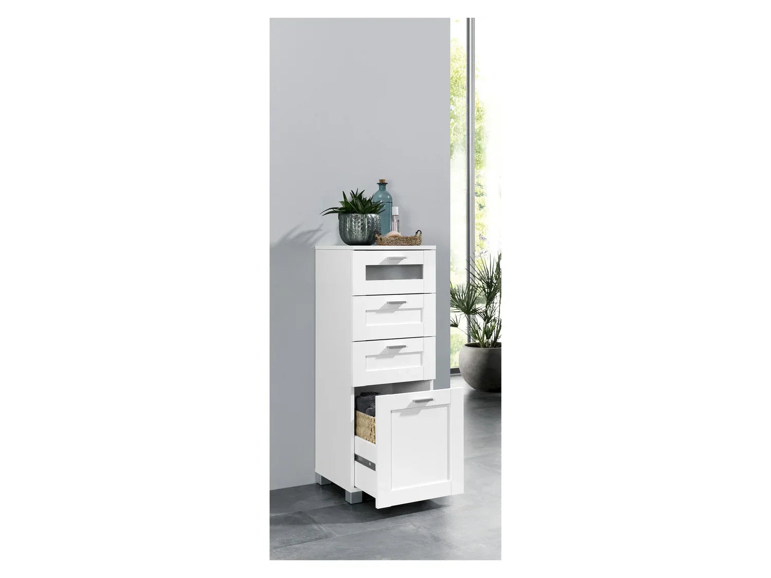 LIVARNO home Meuble de salle de bains Basel, 37 x 97,9 x 34,8 cm, blanc