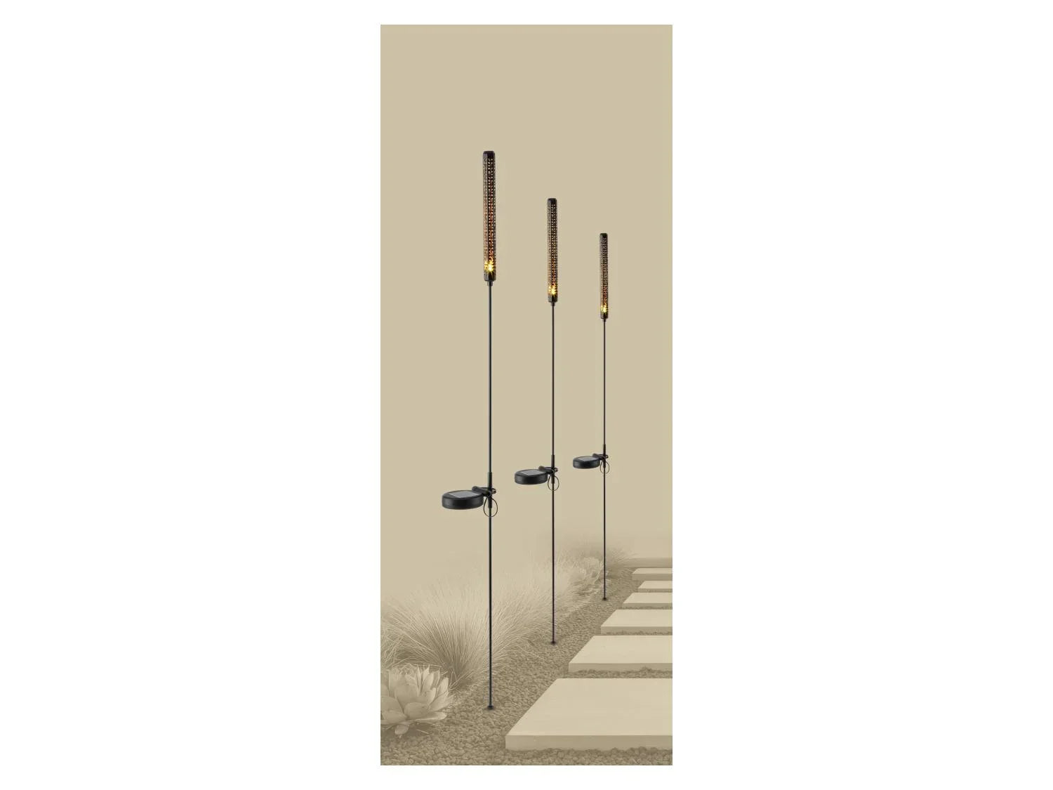 LIVARNO Lot de 3 lampes solaires LED