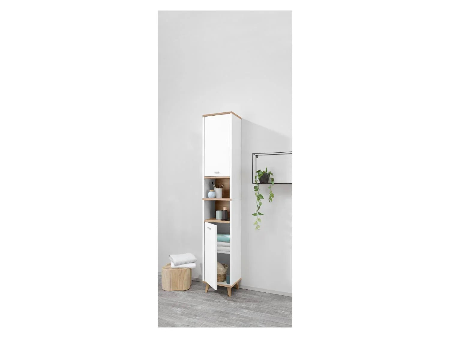 LIVARNO home Colonne de salle de bains Corfu, 32 x 180 x 28 cm, blanche/imitation chne