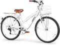 WEIZE Beach Cruiser Bike, 26 inch Commuter Bicycle for Adult Men and Women, 7-Speed/High-Carbon Steel/Front & Rear Fenders, Comfortable City Bikes with Rear Rack or Basket, Ergonomic Upright Design