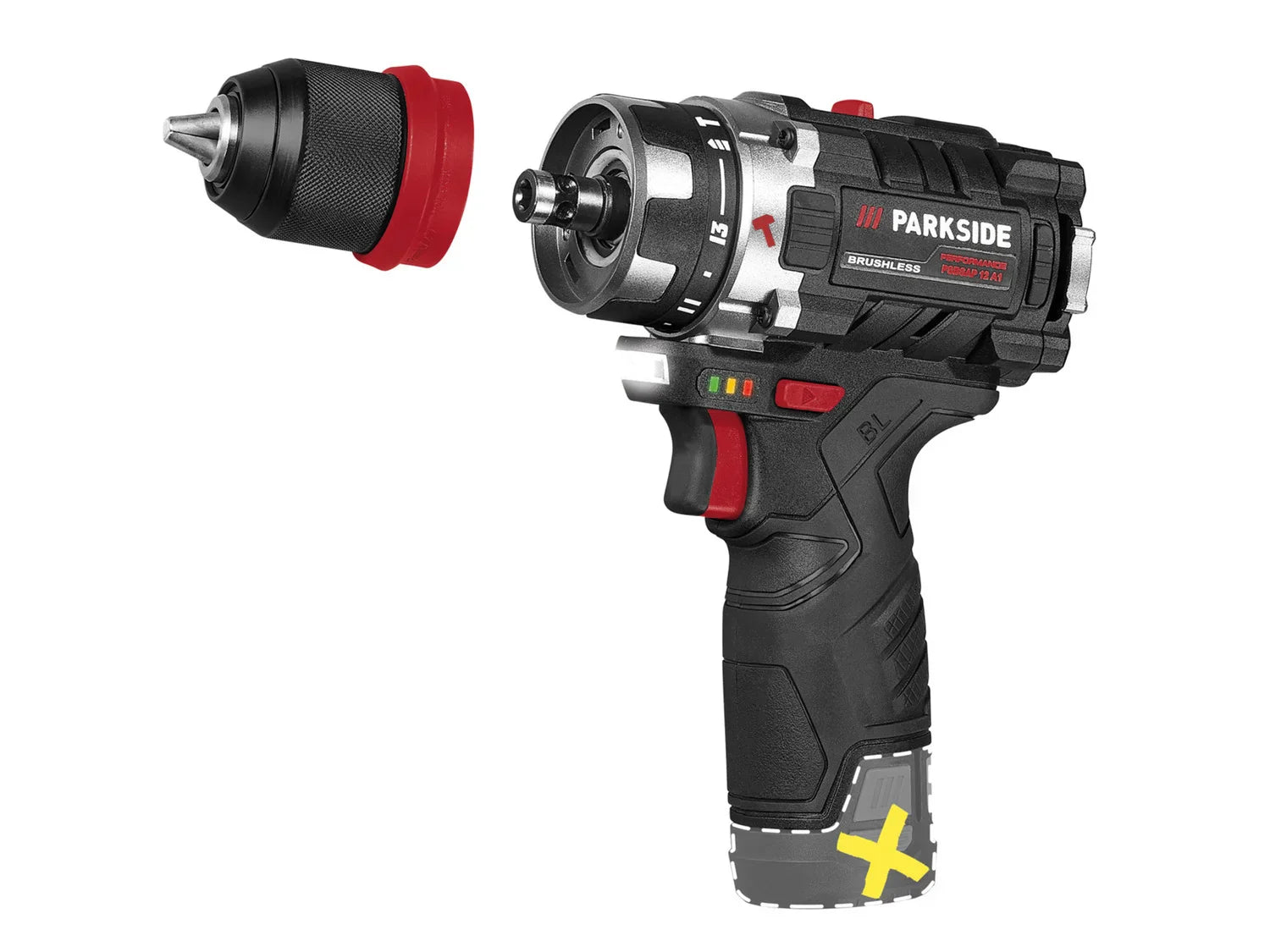 PARKSIDE PERFORMANCE Perceuse-visseuse  percussion sans fil PSBSAP 12 A1, 12 V