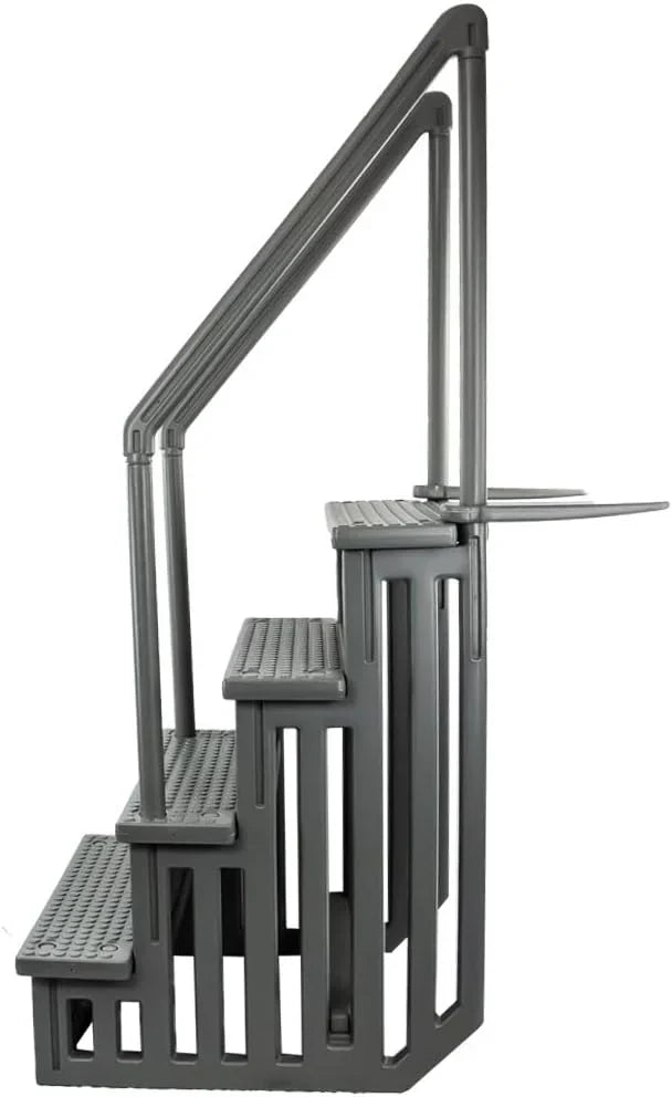 Select Anti-Slip in-Pool Steps | Gray | for Above Ground Swimming Pools | Can Mount to Decks 48 to 54 H | Safety Stairs Capacity Up to 300 lbs