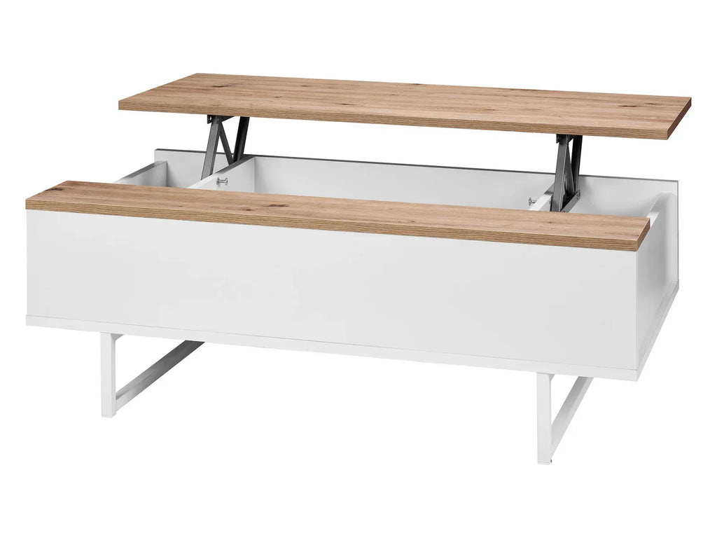LIVARNO home Table basse Madrid, 110 x 37,5 x 58 cm, imitation chne/blanc