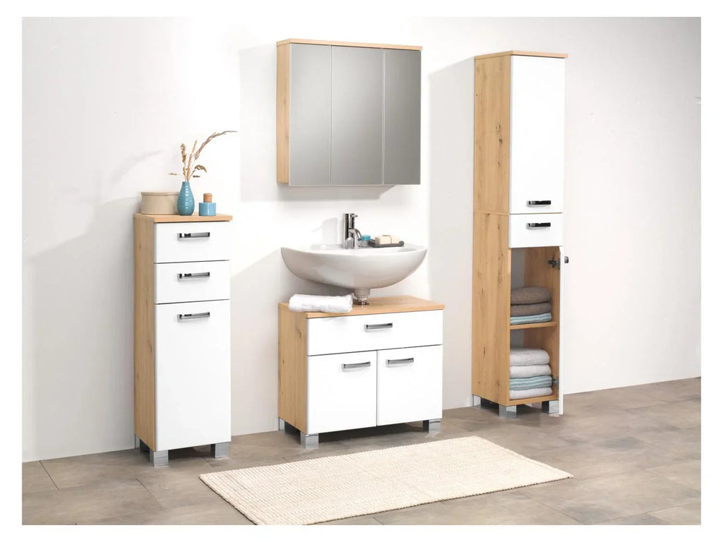LIVARNO home Armoire latrale + meuble sous-vasque Palermo, blanc/imitation chne