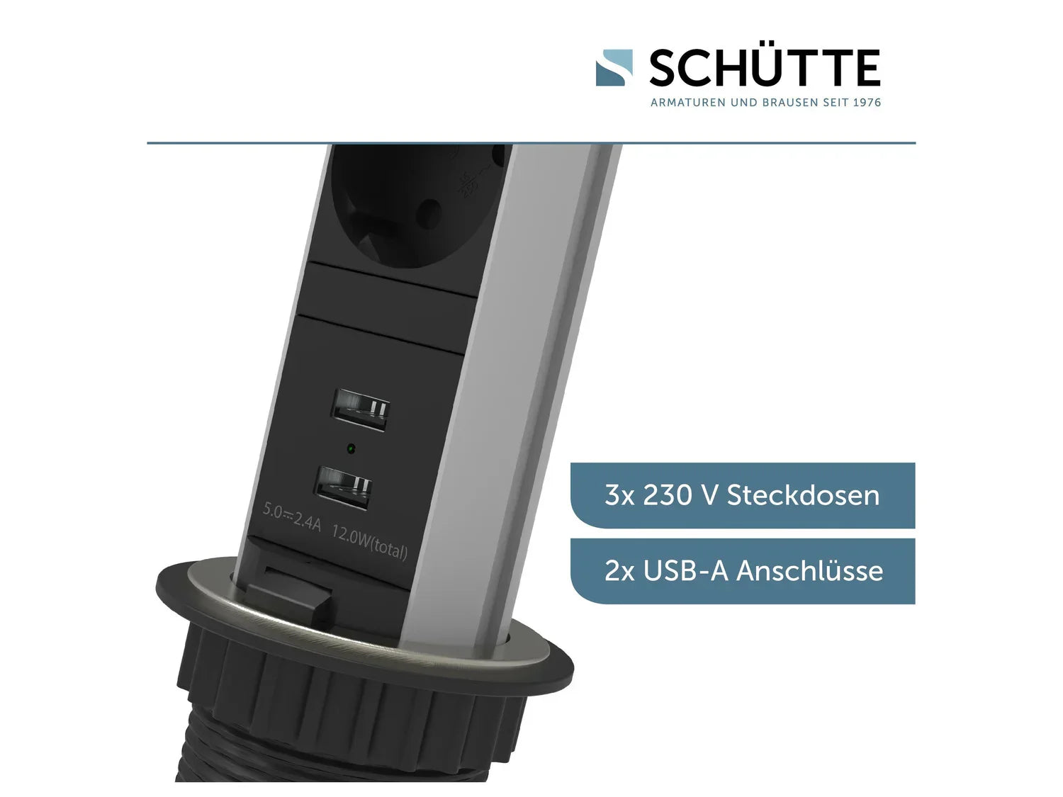 Schtte Bloc multiprises encastrable pour plan de travail