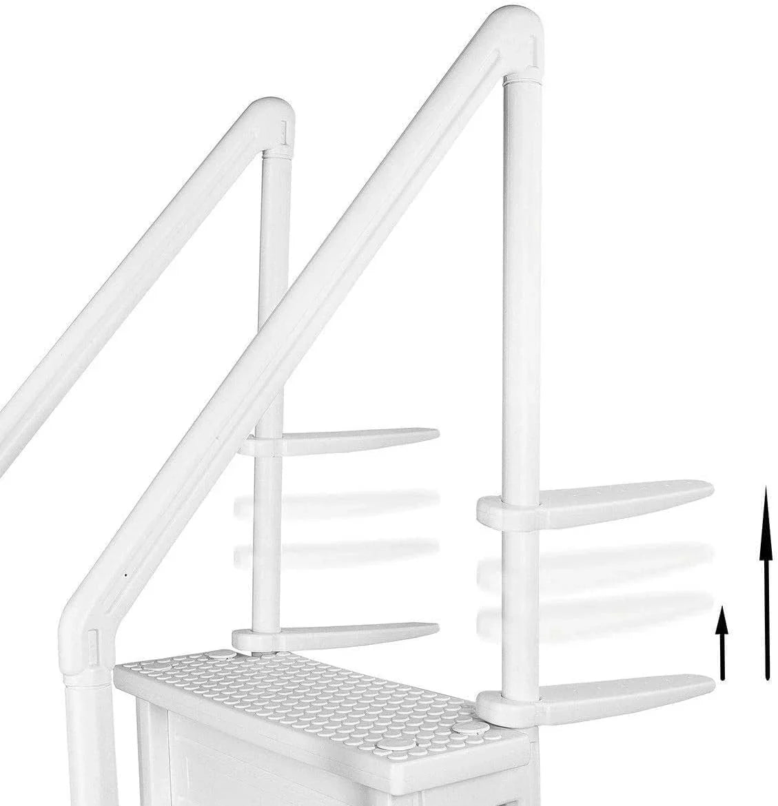 Select Anti-Slip in-Pool Steps | Gray | for Above Ground Swimming Pools | Can Mount to Decks 48 to 54 H | Safety Stairs Capacity Up to 300 lbs