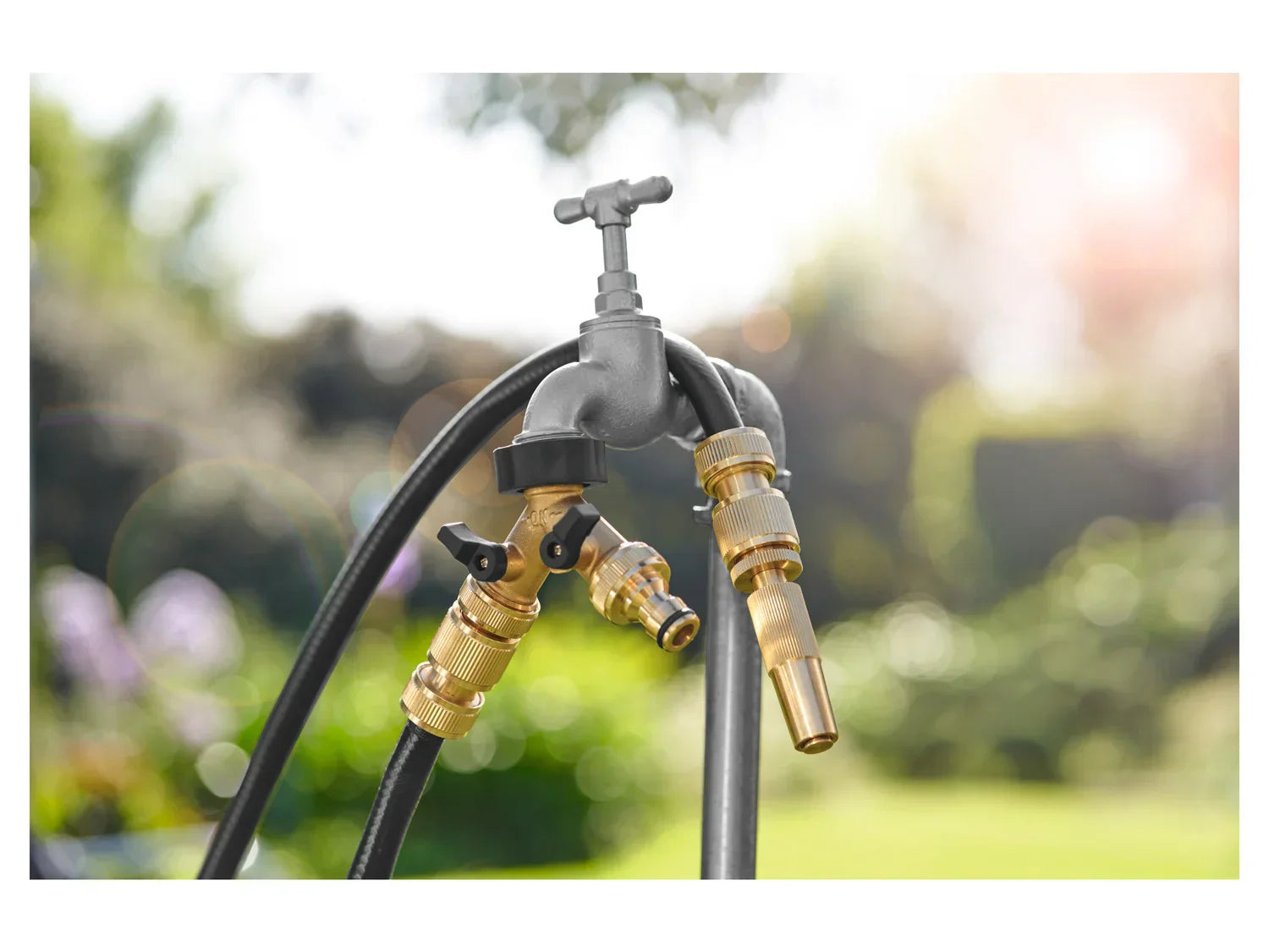 PARKSIDE Kit d'arrosage avec raccords en laiton ou distributeur  deux voies en laiton