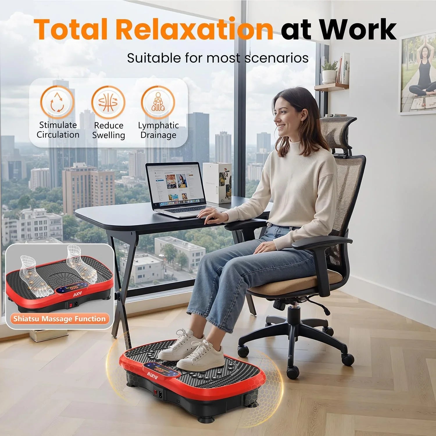 AXV Vibration Plate Fitness Platform Trainer Suitable for men and women to lose weight and burn fat at the gym