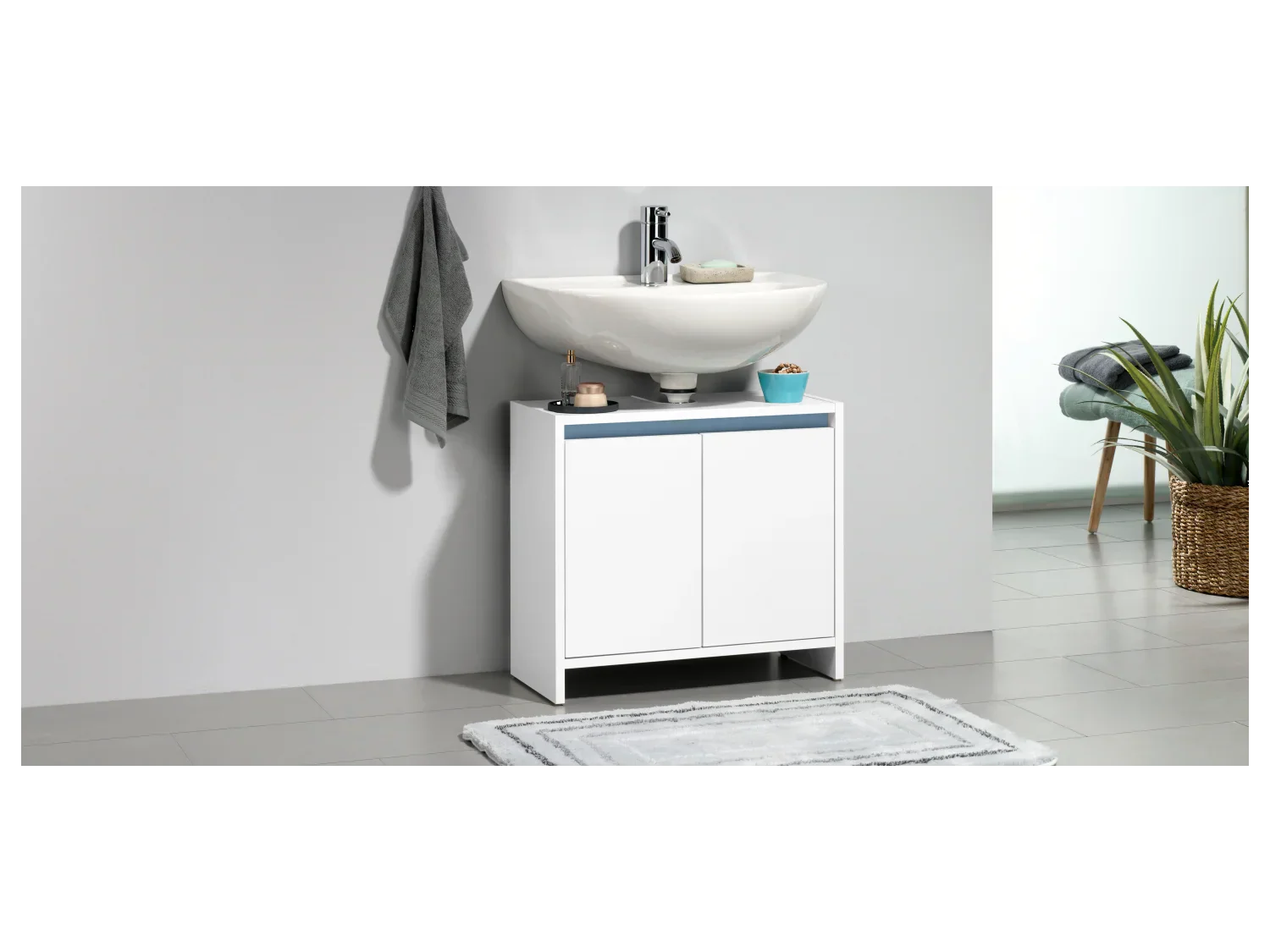 LIVARNO home Meuble sous-vasque Oslo, 60 x 55 x 28 cm, blanc