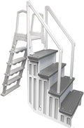 Select Anti-Slip in-Pool Steps | Gray | for Above Ground Swimming Pools | Can Mount to Decks 48 to 54 H | Safety Stairs Capacity Up to 300 lbs