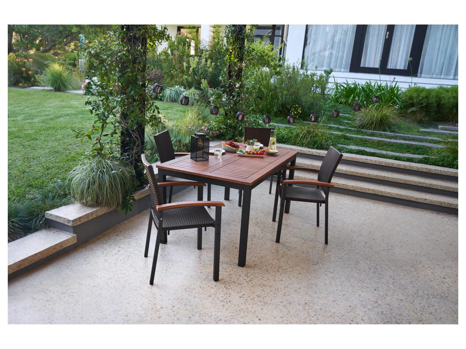 LIVARNO home Table de jardin + Lot de 4 fauteuils Valencia