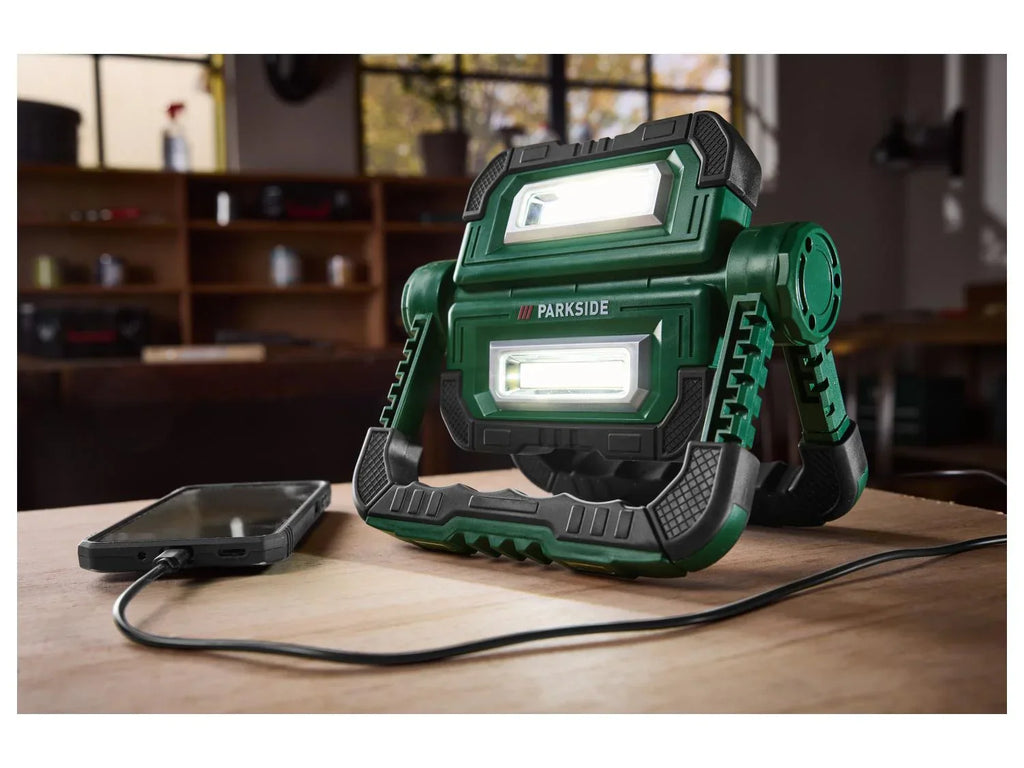 PARKSIDE Projecteur LED avec batterie externe Powerbank, 2x500 lm, 10 W