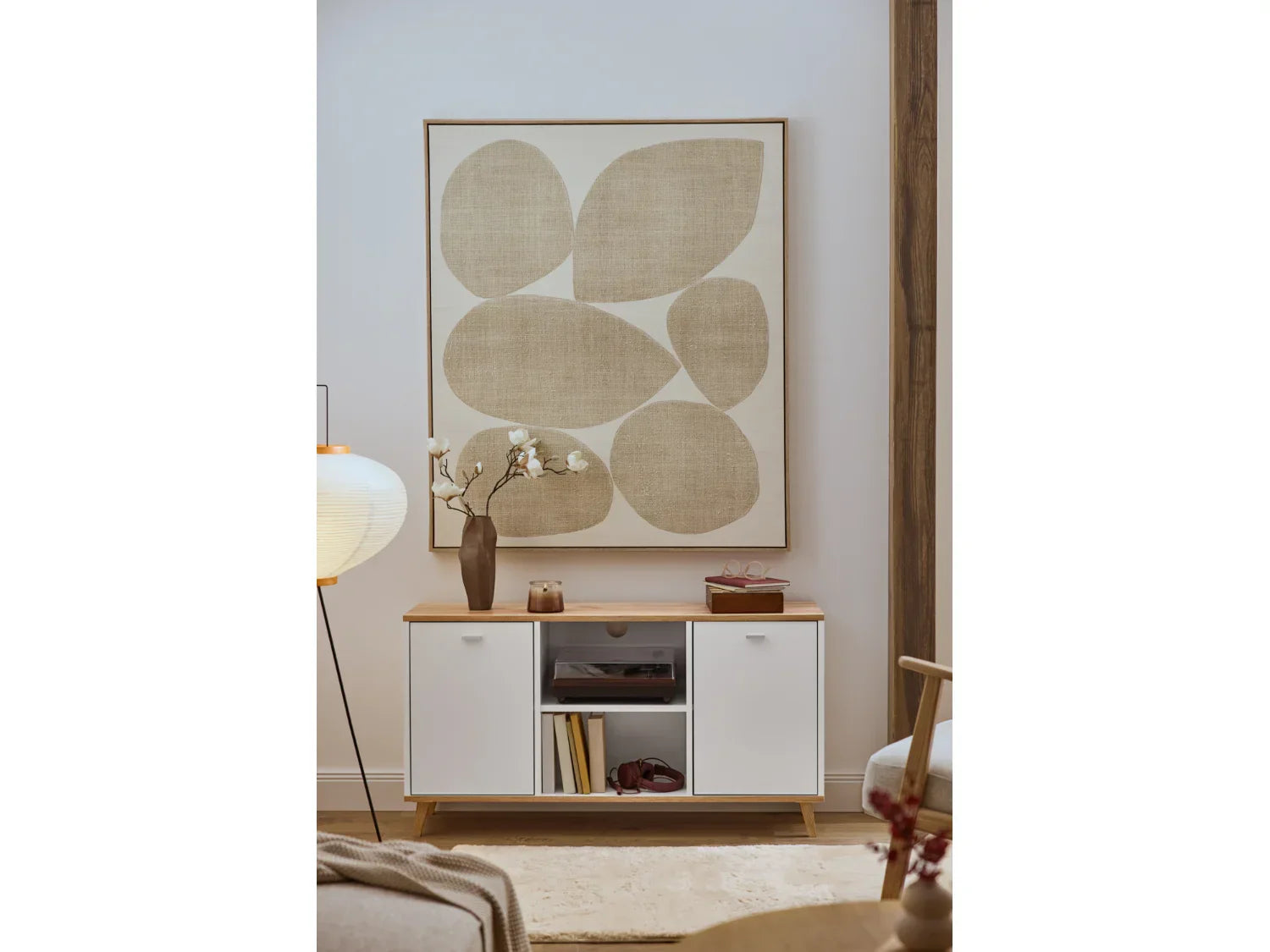 LIVARNO Meuble bas Corfu, 113 x 60,5 x 33 cm, blanc/imitation chne