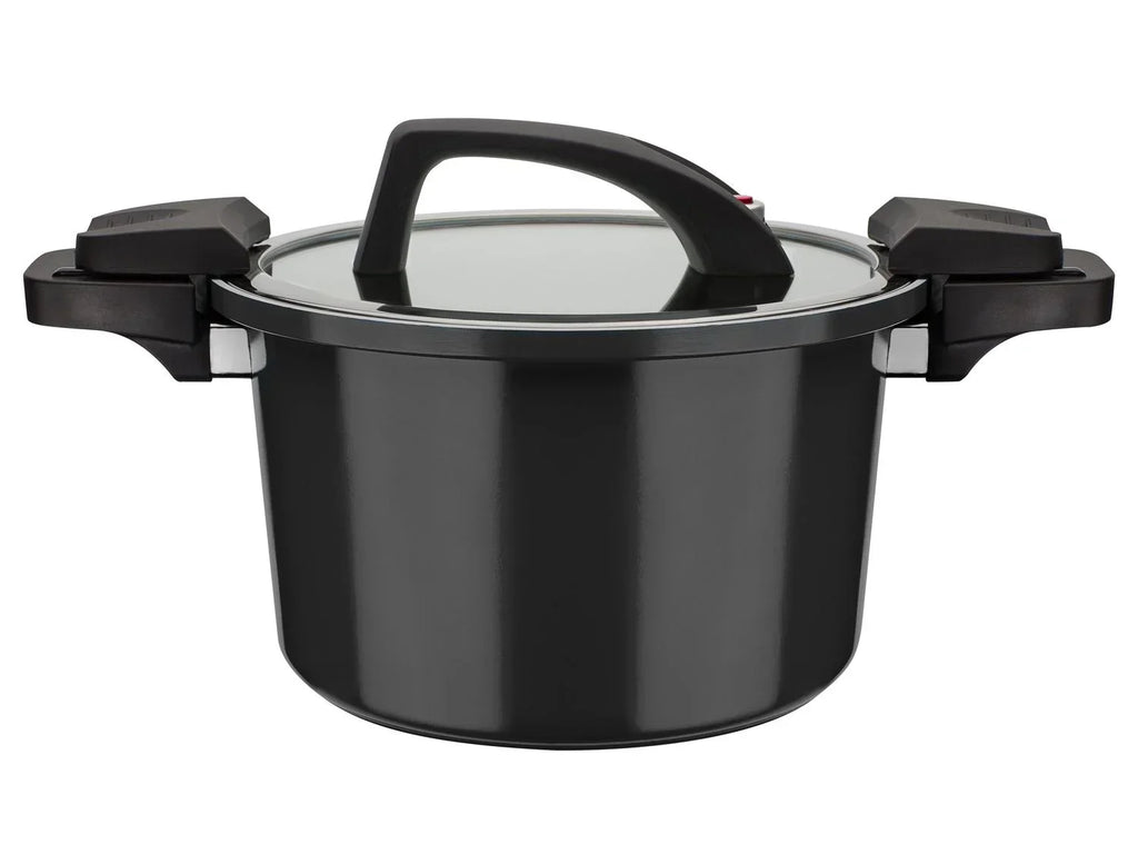 Casserole basse consommation GSW, couvercle en verre avec soupape  vapeur, en aluminium, revtement anti-adhsif