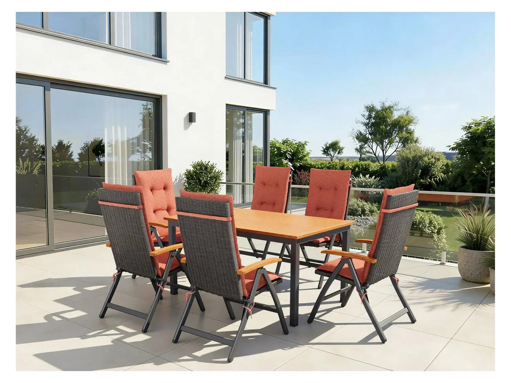 LIVARNO Table de jardin + Lot de 6 fauteuils pliants tresss Valencia