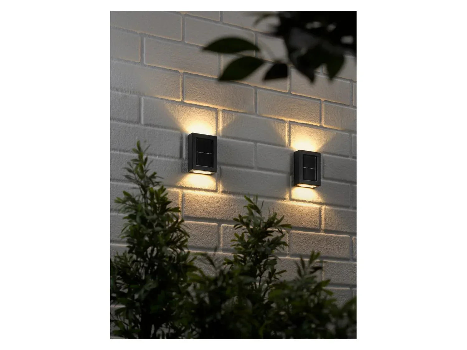 LIVARNO home Lot de 2 Appliques murales solaires  LED