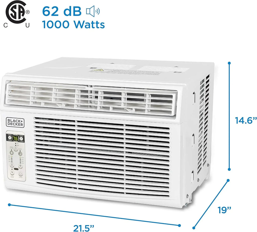 BLACK+DECKER Window Air Conditioner 5000 BTU, Cools Up to 150 Square Feet, AC Unit with Mechanical Controls, Manual Fan Only and Cool Settings, BD05MWT6, White