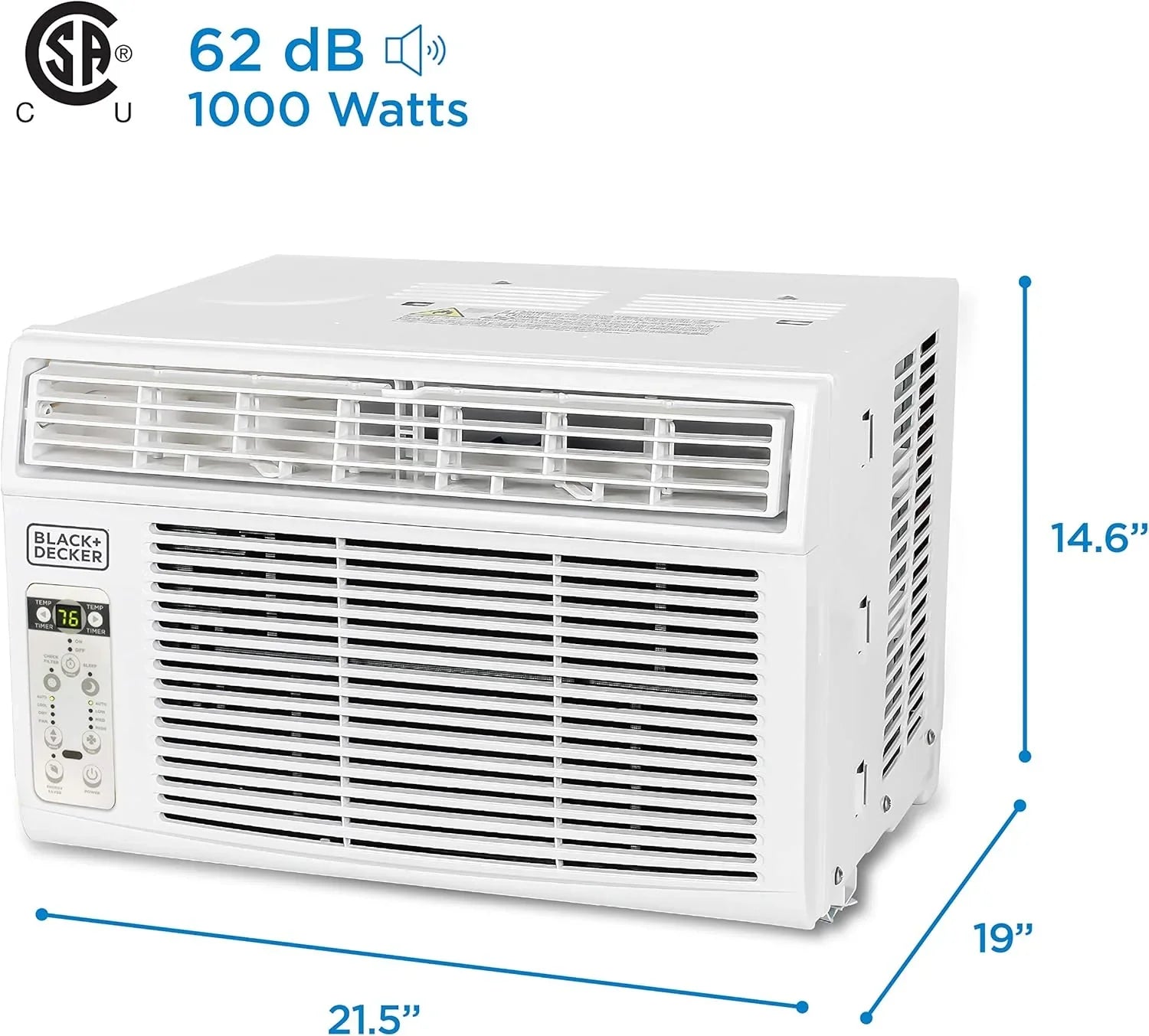 BLACK+DECKER Window Air Conditioner 5000 BTU, Cools Up to 150 Square Feet, AC Unit with Mechanical Controls, Manual Fan Only and Cool Settings, BD05MWT6, White