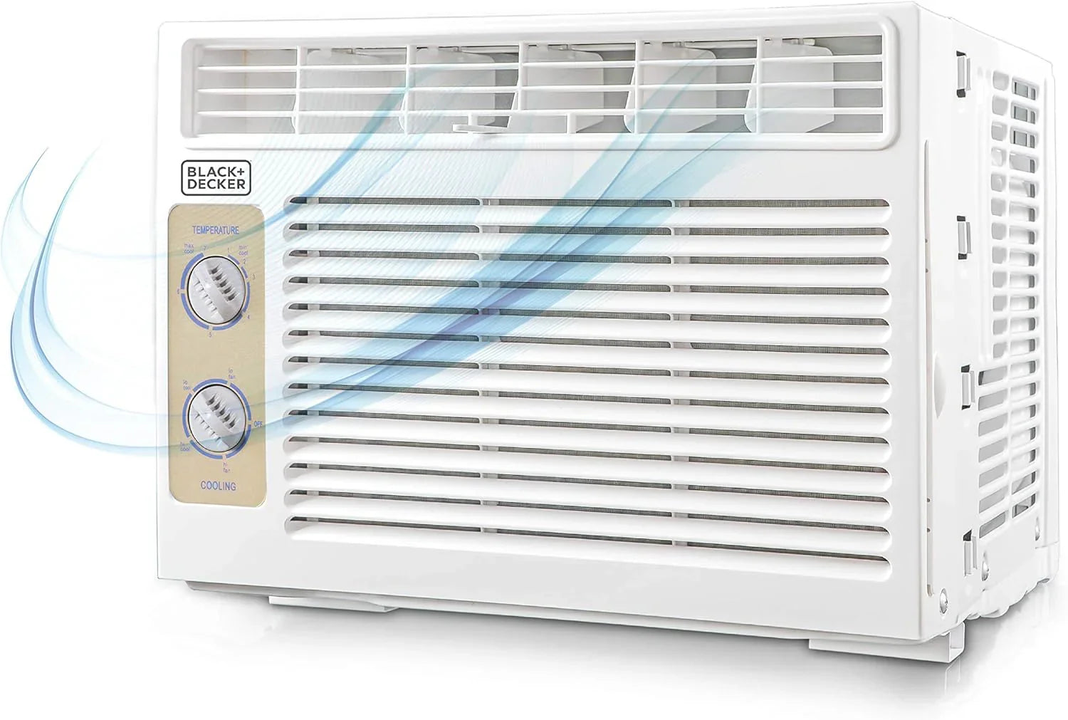 BLACK+DECKER Window Air Conditioner 5000 BTU, Cools Up to 150 Square Feet, AC Unit with Mechanical Controls, Manual Fan Only and Cool Settings, BD05MWT6, White