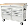 46-in W x 24.5-in D 9-Drawer Mobile Workbench with Hardwood Top and Power Station – Gloss Black