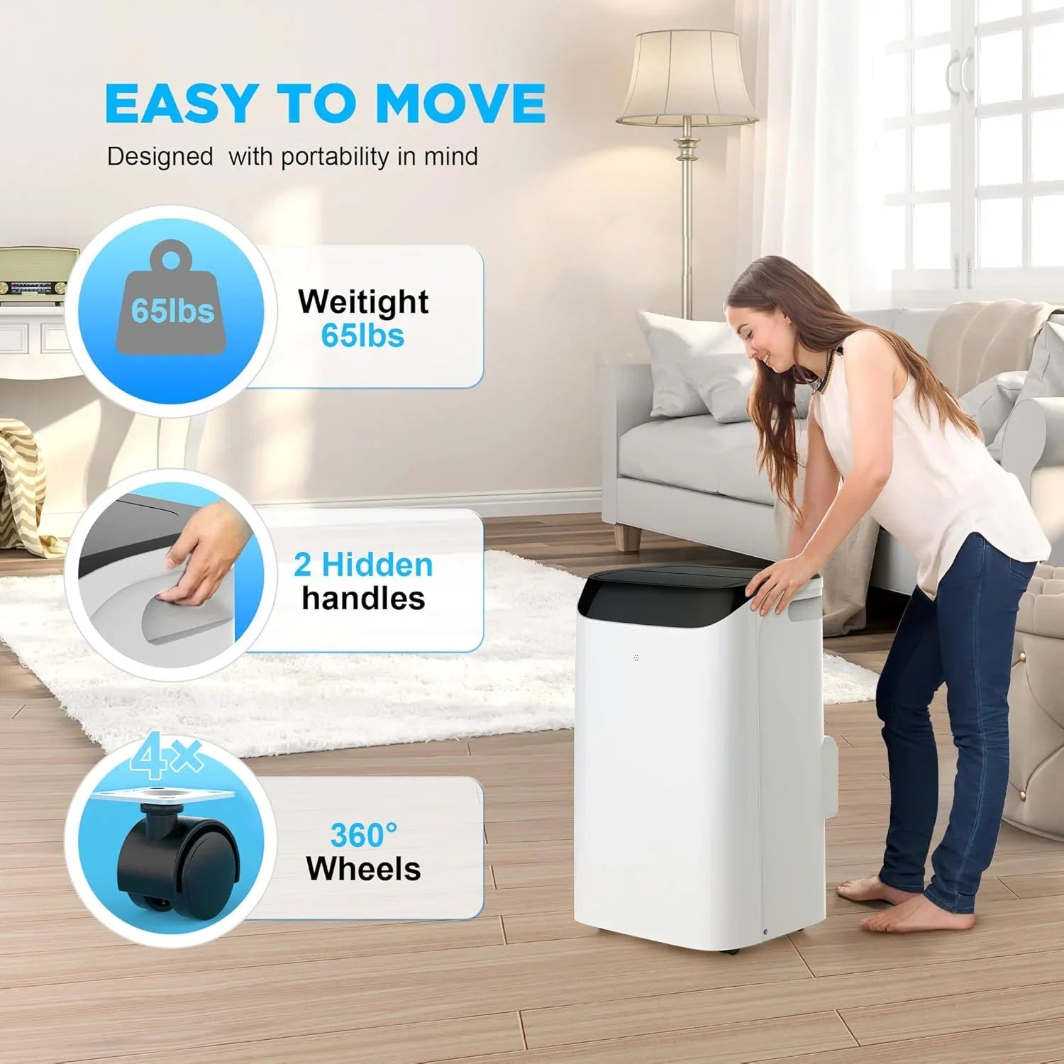 14000 BTU Portable Air Conditioners with Remote Control, 3-in-1 Free Standing Cooling AC Unit with Fan & Dehumidifier, Cools Room up to 700 sq.ft, Smart/Sleep Mode,3 Speed,Auto Swing,24H Timer