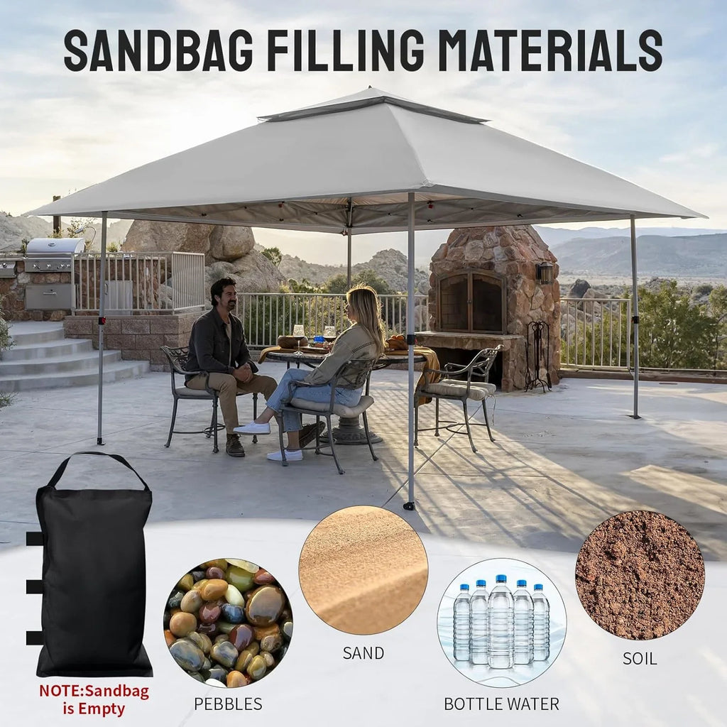 CROWN SHADES 13x13 Pop Up Gazebo, Canopy Tent, Gazebos on Clearance - Outdoor Gazebo for Backyard & Patio Furniture - Carpa Pop Up Tent with Wheeled STO-N-Go Cover Bag (White)