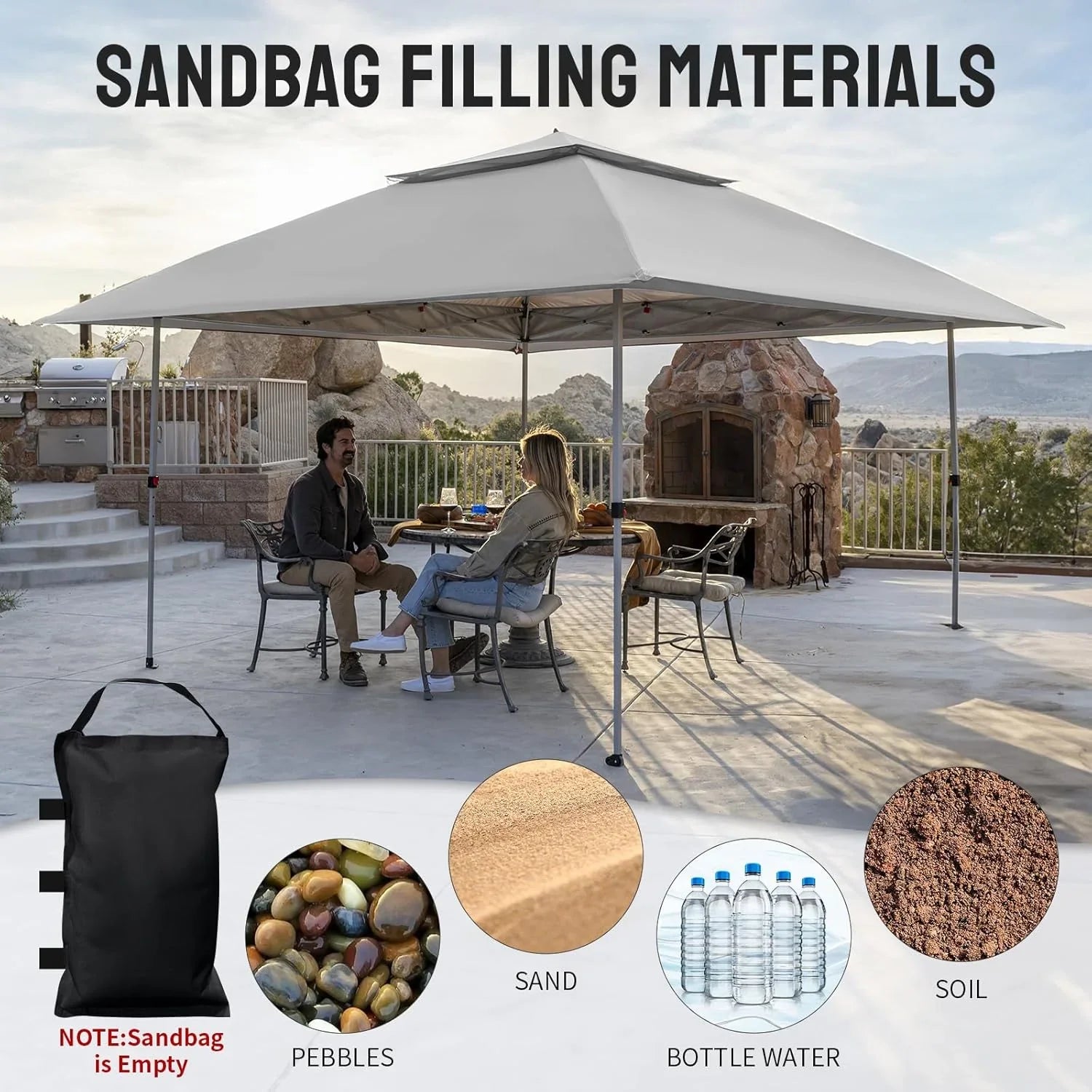 CROWN SHADES 13x13 Pop Up Gazebo, Canopy Tent, Gazebos on Clearance - Outdoor Gazebo for Backyard & Patio Furniture - Carpa Pop Up Tent with Wheeled STO-N-Go Cover Bag (White)