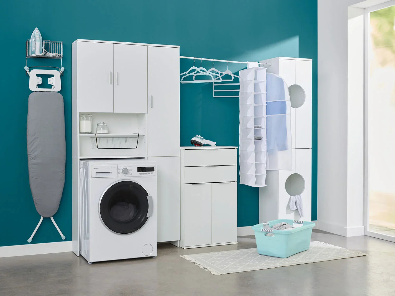LIVARNO home Meuble pour lave-linge Liverpool, 64,5 x 190 x 25 cm, blanc