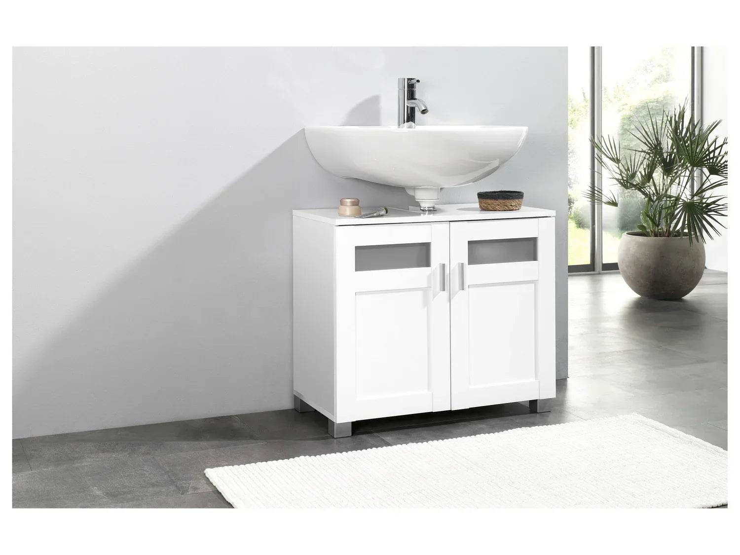 LIVARNO home Meuble sous-vasque Basel, 68,5 x 58,7 x 34,8 cm, blanc
