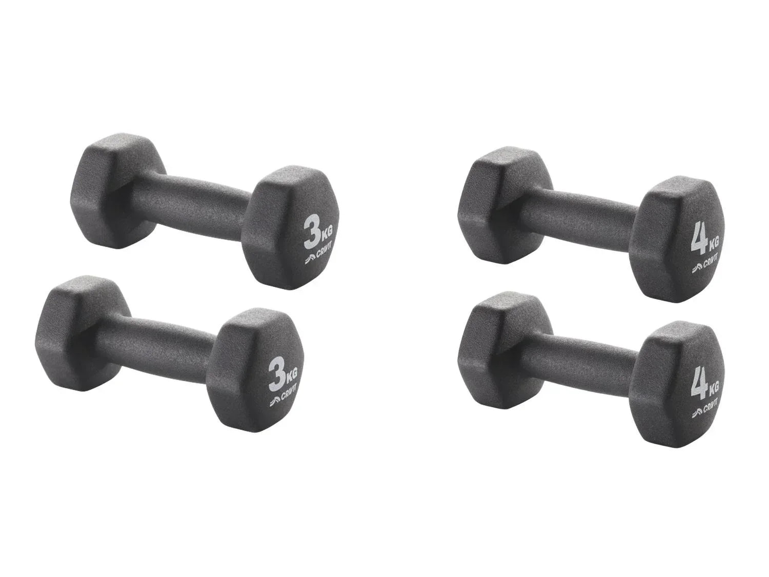 CRIVIT Lot d'haltres, 2x 3 kg ou 2x 4 kg
