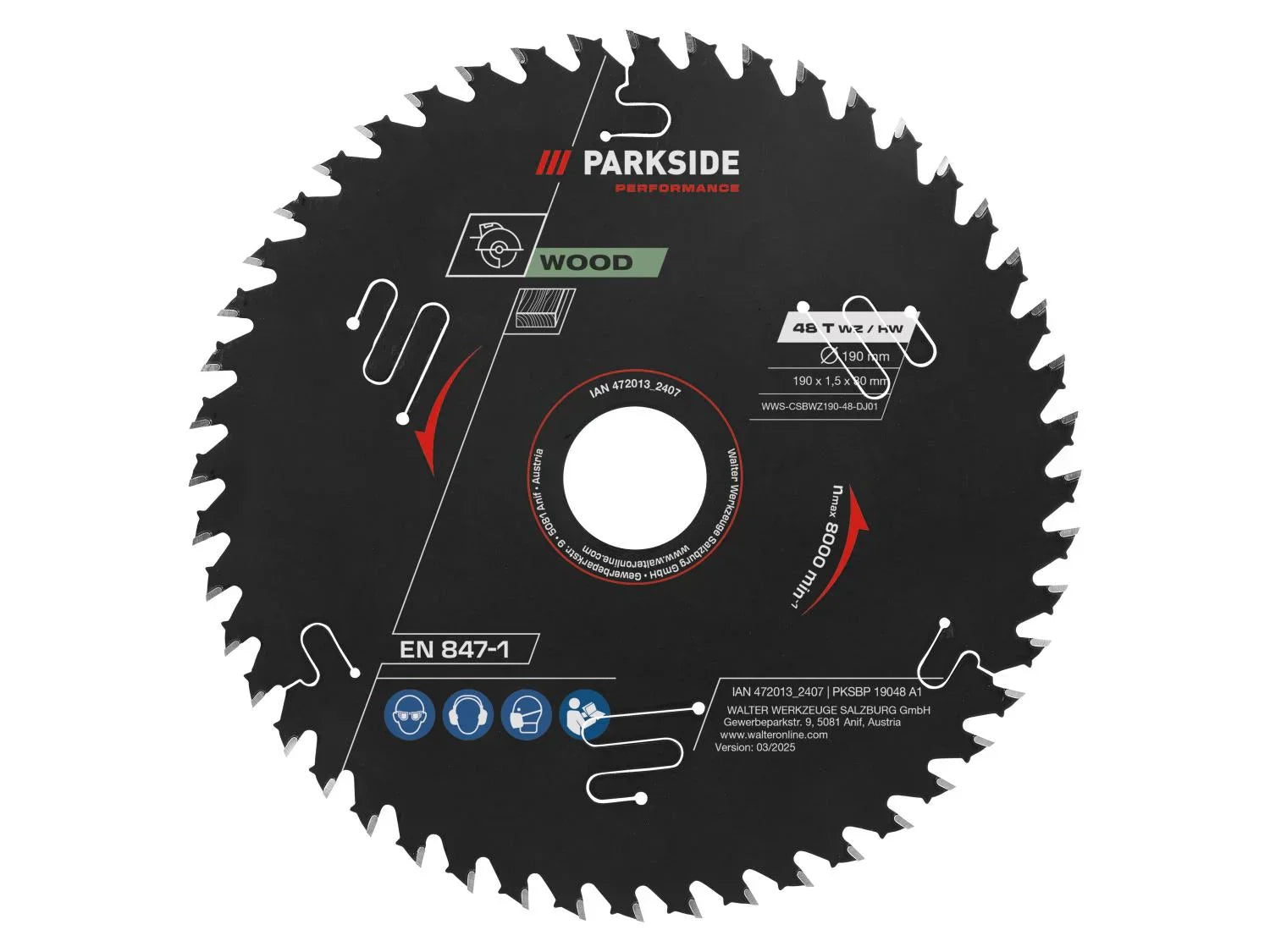 PARKSIDE PERFORMANCE Lame de scie circulaire, 190 mm, 24 dents, 48 dents, 60 dents